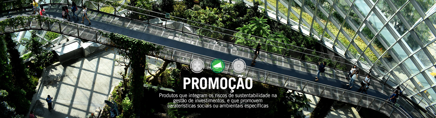 Selo Sustentabilidade Promoção - Produtos que integram os riscos de sustentabilidade na gestão de investimentos, e que promovem caraterísticas sociais ou ambientais específicas.